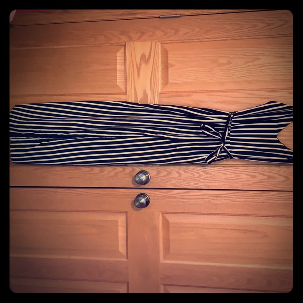 Black and White Striped Jumpsuit